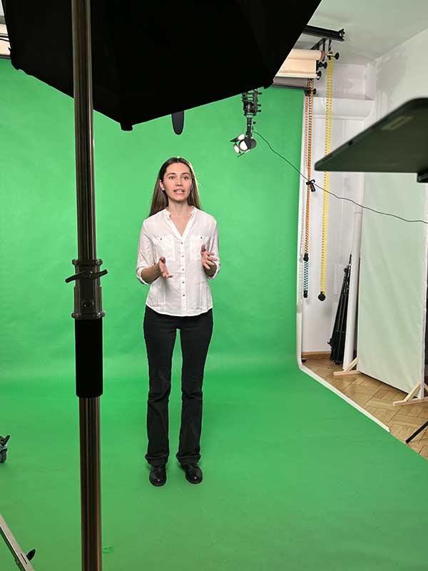 Professional green screen studio with Nanlite softbox lighting